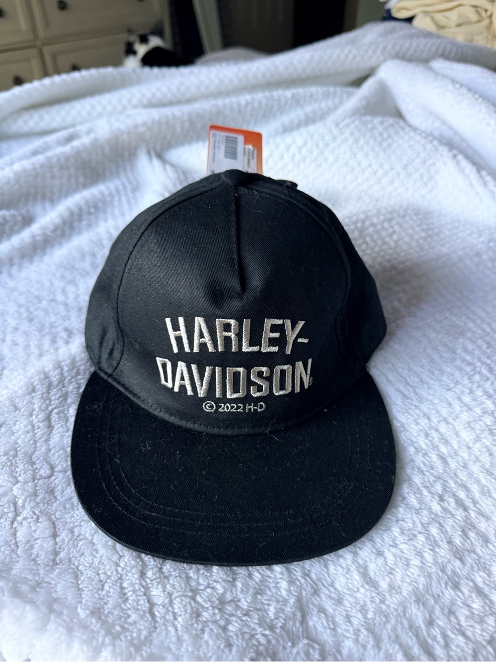 Harley-Davidson Black Snapback Hat with White Embroidered Logo